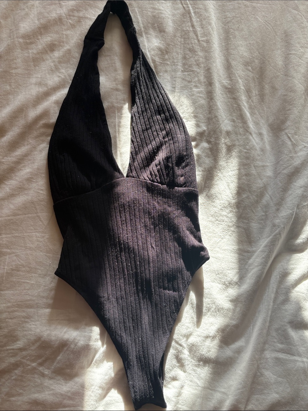 Willow + Root Black Low-Cut Body Suit Size Small